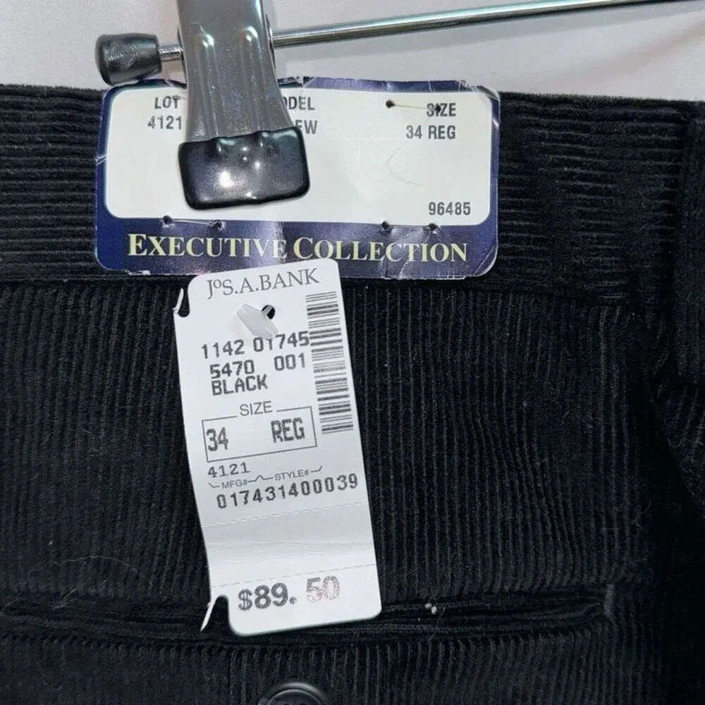 Jos A. Bank Black Corduroy Pants | Sz 34, NWT
